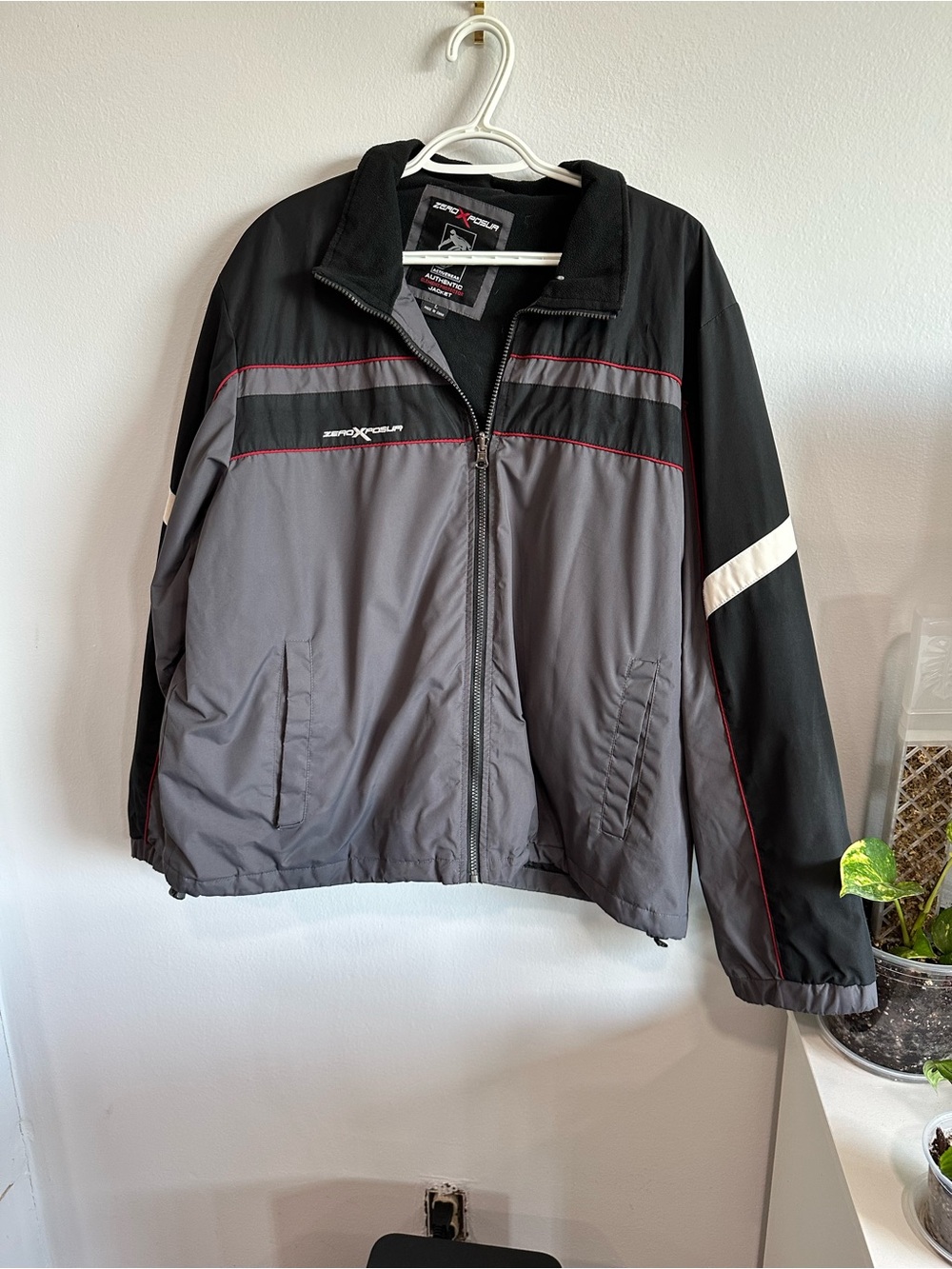ZeroXposur Men's Black, Gray & White Windbreaker with Red Accents